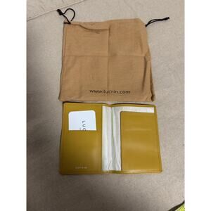 Lucrin Geneva Genuine Leather Passport Holder Travel Wallet Yellow Dust Bag